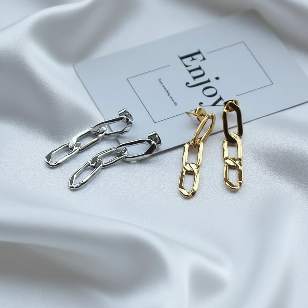 Nirvano Metalen Ketting Geometrische Oorbellen - Retro Lange Sieraden voor Dames