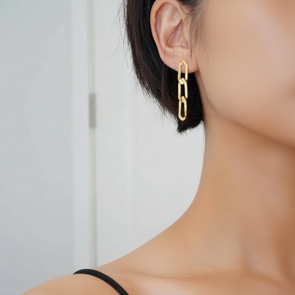 Nirvano Metalen Ketting Geometrische Oorbellen - Retro Lange Sieraden voor Dames