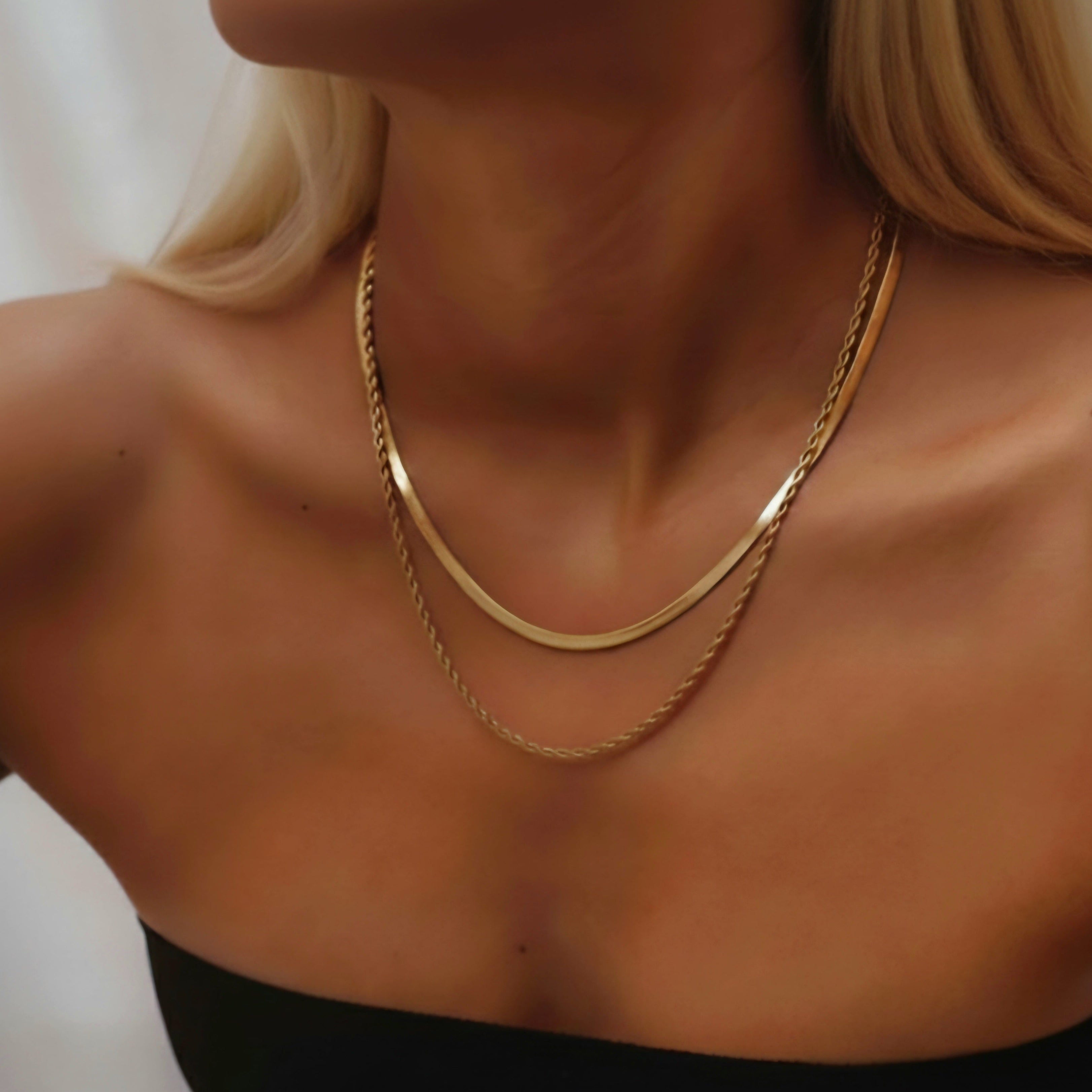 Nirvano Platte Slangenketting - 18K Verguld Roestvrij Staal