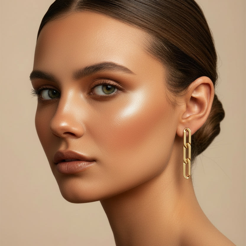 Nirvano Metalen Ketting Geometrische Oorbellen - Retro Lange Sieraden voor Dames