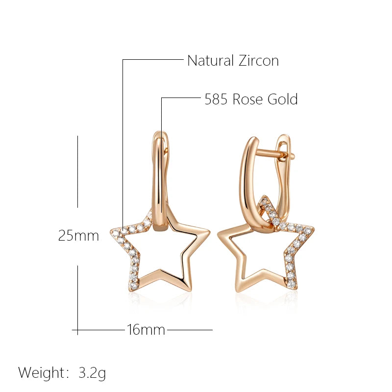 Nirvano Gouden Ster Oorbellen met Zirkoon