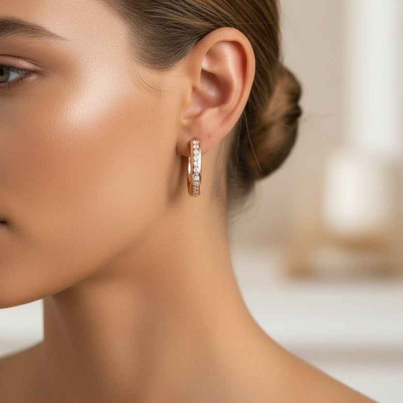 Nirvano Luxe Kristal Oorringen - Witte Zirkonia Goudkleur