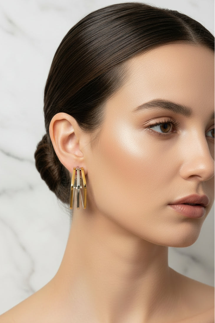 Nirvano Geometrische Cirkel Oorbellen - Titanium Staal Goudkleur