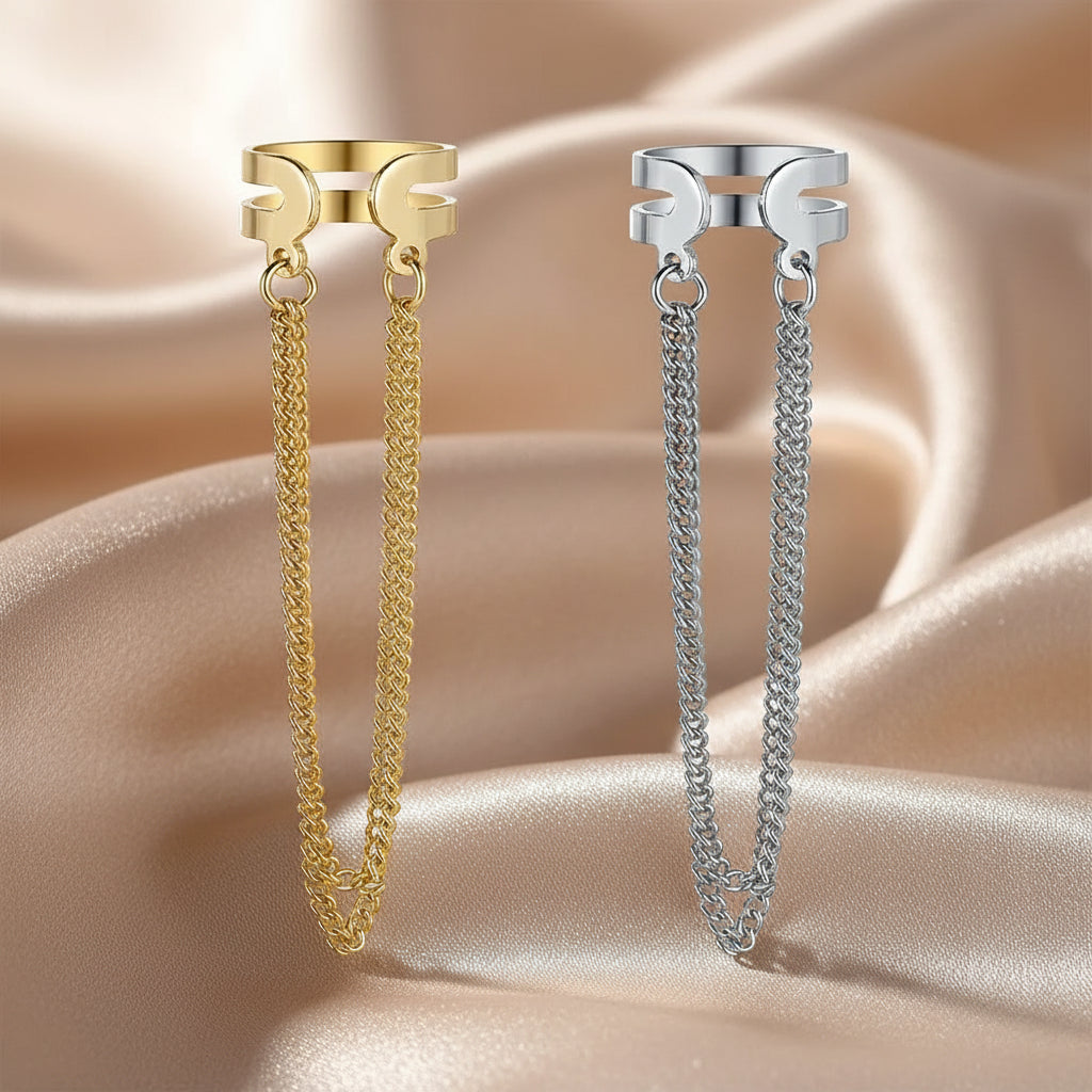 Nirvano Zilverkleurige Ear Cuff - Lange Kwast Oorbellen Zonder Piercing