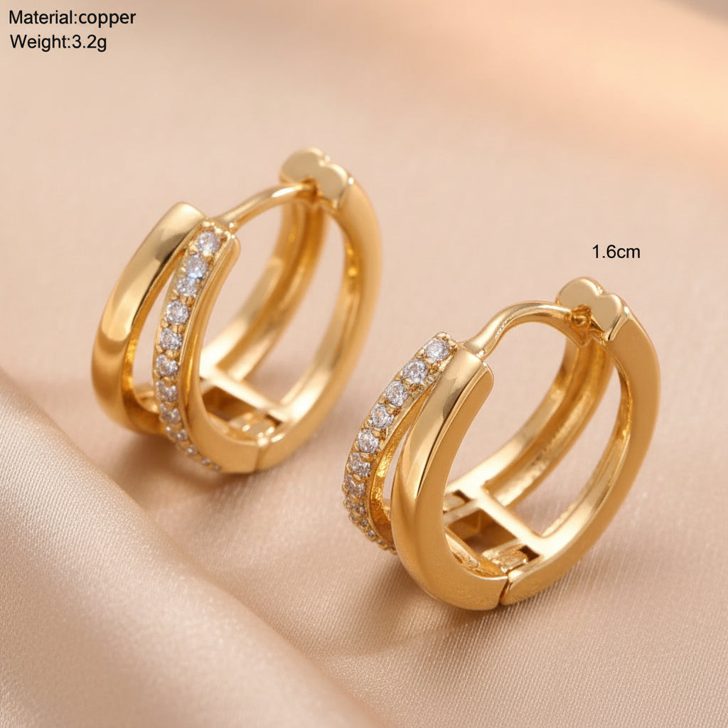 Nirvano Boho Geometrische Oorringen - Retro Goudkleur met Zirkonia