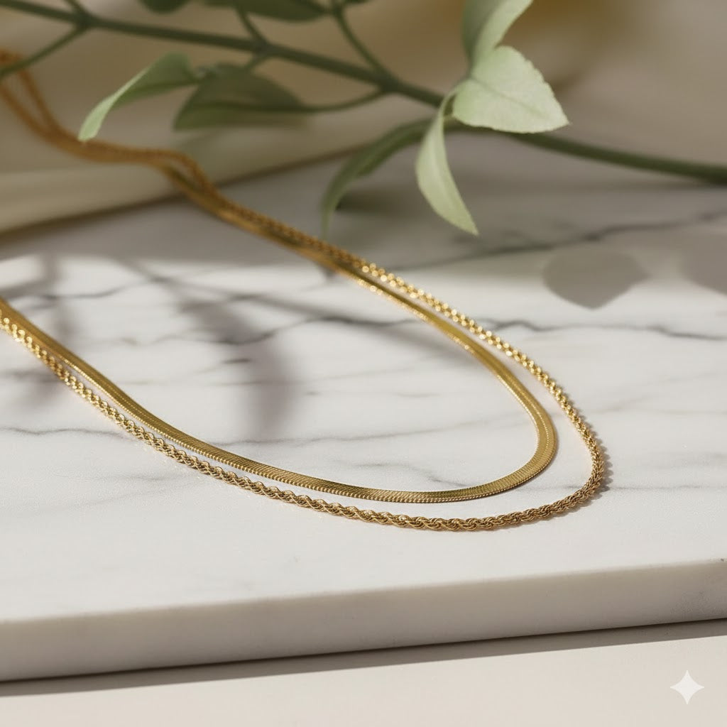 Nirvano Platte Slangenketting - 18K Verguld Roestvrij Staal