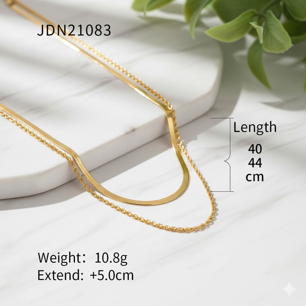 Nirvano Platte Slangenketting - 18K Verguld Roestvrij Staal