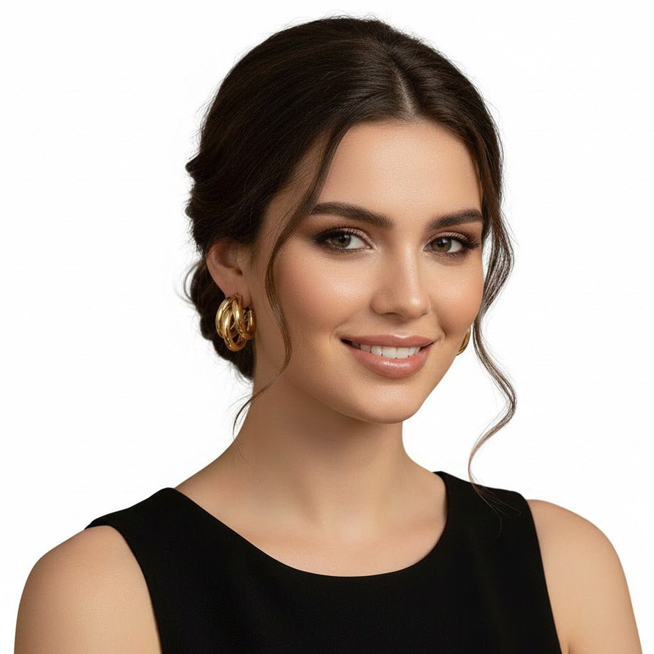 Nirvano Vintage Geometrische Hoepel Oorbellen - Oud Zilverkleur