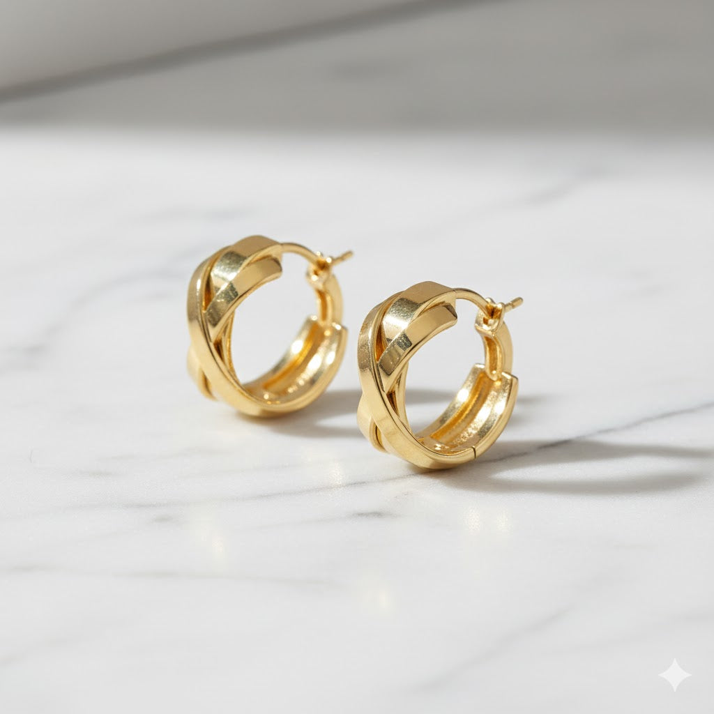 Nirvano Y2K Gedraaide Hoepel Oorbellen - Goud en Zilverkleur