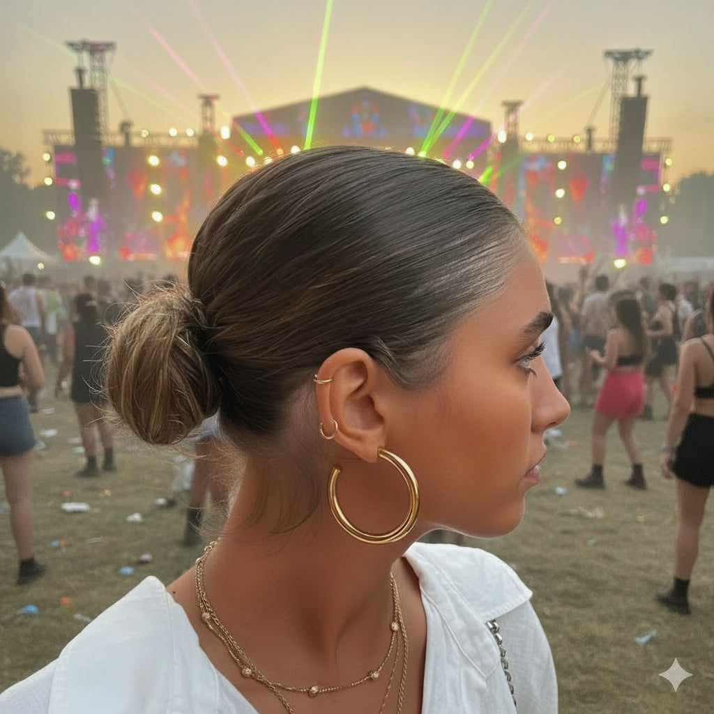 Nirvano Klassieke RVS Grote Hoepel oorbellen - 30/40/50mm Trendy Goudkleur