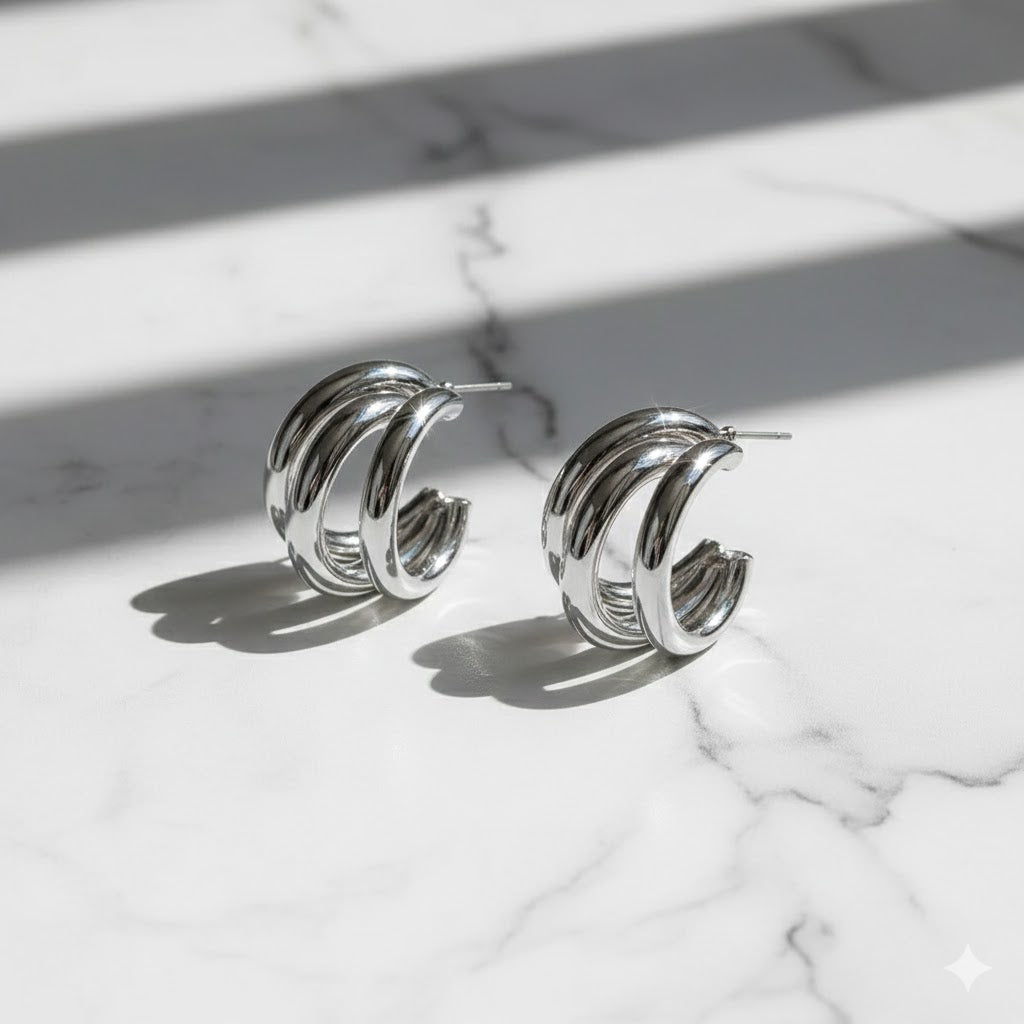 Nirvano Vintage Geometrische Hoepel Oorbellen - Oud Zilverkleur