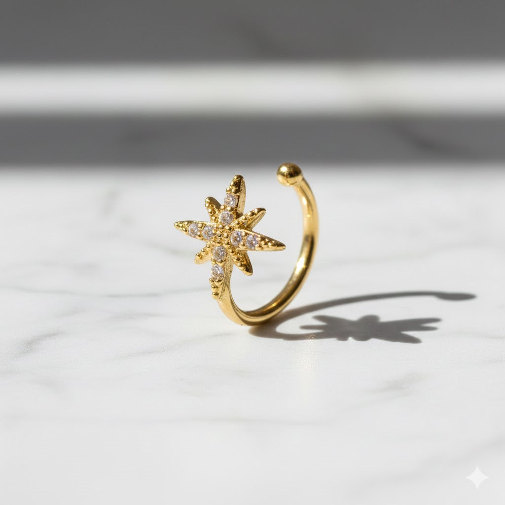 Nirvano Vintage Ster Ear Cuff - Zonder Piercing Zilverkleur